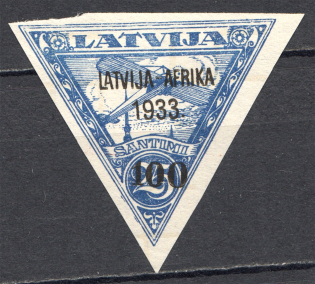 1933 Latvia Airmail 100 S (CV $420, MNH)