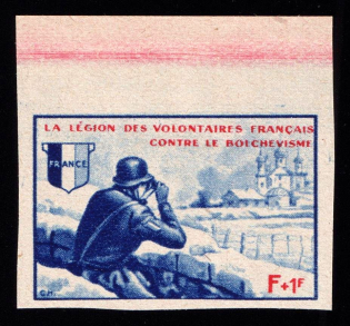 1942 French Legion, Germany (Mi. X P, Proof, Certificate, Margin, CV $330)