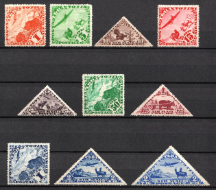1934 Tannu Tuva, Russia, Airmail (Zv. 55 - 63 I, 63 II, Full Set, CV $30)