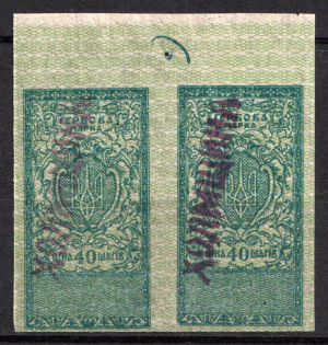1918 40sh 'Kholmshchyna' (Chelm Land), Revenue Stamps Duty, Ukraine, Pair (MNH)