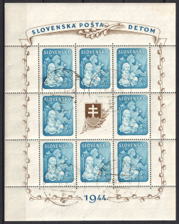 1944 Slovakia, Souvenir Sheet (Sc. Bl. 27a, Canceled, CV $70)
