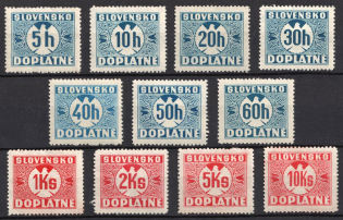 1940-41 Slovakia (Sc. J 13 - J 23, Full Set, CV $40)