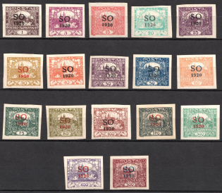 1920 East Upper Silesia, Czechoslovakia (Sc. 1, 2, 4 - 15, 17 - 20, CV $40)