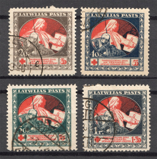 1920 Latvia (on Banknotes, Blue, Perf, Full Set, Cancelled)