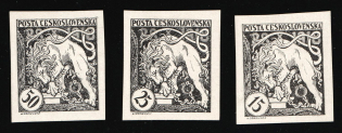 1919 Czechoslovakia (Black Proofs, Rare)