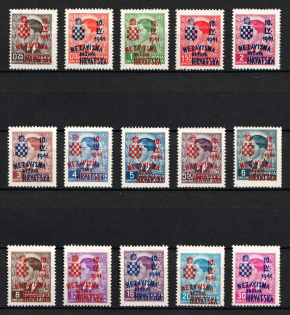1941 Croatia, NDH (Mi. 24 - 38, Certificate, Signed, Full Set, CV $660, MNH)