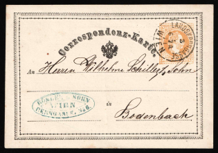 1871 (3 Jul) Austria-Hungary, Postal card from Vienna (Landskron Castle) to Bodenbach