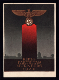 1936 'Nuremberg Rallies', Swastika, Third Reich Propaganda, Postcard (Special Cancellation)