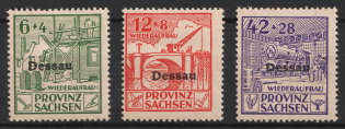 1946 Dessau, Germany Local Post (Mi. I A - III A, Unofficial Issue, Full Set, CV $20)