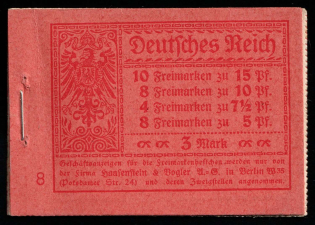 1919 Complete Booklet with stamps of Weimar Republic, Germany, Excellent Condition (Mi. MH 11.1 A, CV $1,050)