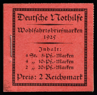 1925 Complete Booklet with stamps of Weimar Republic, Germany, Excellent Condition (Mi. MH 18.1, CV $2,000)