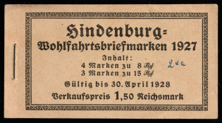 1926 Complete Booklet with stamps of Weimar Republic, Germany, Excellent Condition (Mi. MH 24.1 B, CV $420)