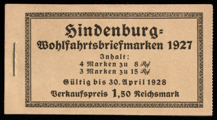 1926 Complete Booklet with stamps of Weimar Republic, Germany, Excellent Condition (Mi. MH 24.1, CV $420)