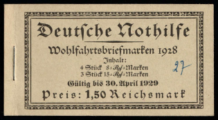 1928 Complete Booklet with stamps of Weimar Republic, Germany, Excellent Condition (Mi. MH 27.3, CV $1,050)