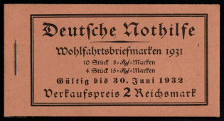 1931 Complete Booklet with stamps of Weimar Republic, Germany, Excellent Condition (Mi. MH 30, CV $600)