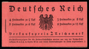1933 Booklet with stamps of Third Reich, Germany, Excellent Condition (Mi. MH 33, Not complete!)