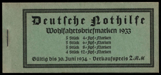 1933 Complete Booklet with stamps of Third Reich, Germany, Excellent Condition (Mi. MH 34, CV $1,200)