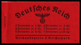 1936-37 Complete Booklet with stamps of Third Reich, Germany, Excellent Condition (Mi. MH 36, CV $600)