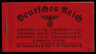 1939 Complete Booklet with stamps of Third Reich, Germany, Excellent Condition (Mi. MH 38.1, CV $330)