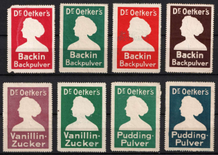 Dr. Oetker Trademark, Germany, Stock of Cinderellas, Non-Postal Stamps, Labels, Advertising, Charity, Propaganda