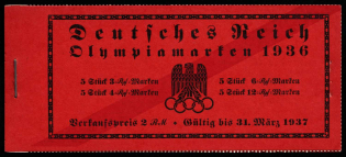 1936 Complete Booklet with stamps of Third Reich, Germany, Excellent Condition (Mi. MH 42.2, CV $1,300)