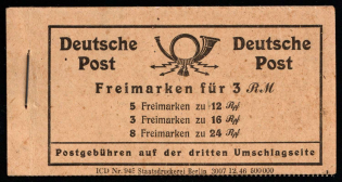 1946 Complete Booklet with stamps of Allied Zone of Occupation, Germany, Excellent Condition (Mi. MH 50, Canceled)