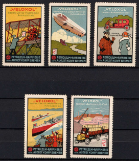 'Veloxol' Trademark, Zeppelin, Bremen, Germany, Stock of Cinderellas, Non-Postal Stamps, Labels, Advertising, Charity, Propaganda