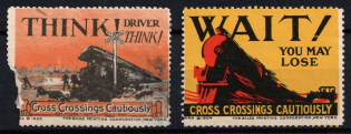 1924-25 'Cross Crossings Cautiously', New York, United States, Stock of Cinderellas, Non-Postal Stamps, Labels, Advertising, Charity, Propaganda