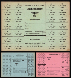 1939-41 Traunstein, Third Reich, Nazi Germany, Swastika, Full Sheets of Food Stamps