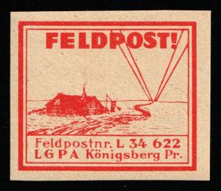1937-45 Konigsberg, Air Force Post Office LGPA, Red Cross, Military Mail Field Post Feldpost, Germany (Mi. 13 f, MNH)