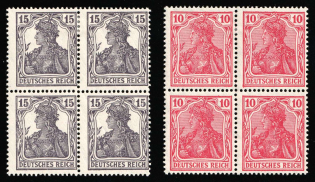 Anti-German Propaganda, British Forgeries, Blocks of Four (Mi. 4 - 5, CV $230)
