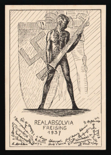 1937 'Realabsolvia Freising', Swastika, Germany, Postcard, Mint