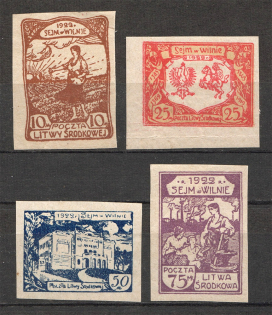 1922 Central Lithuania (Imperf, Full Set)