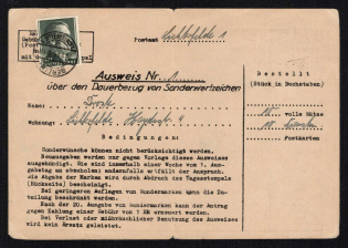 1945 For the Permanent Purchase of Special Stamps, Identity Card, Deutsches Reich, Nazi Germany
