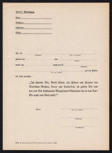 Oath Swearing In Document, WW2, Nazi Germany