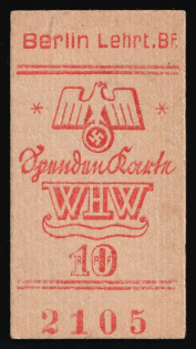 10pf Berlin, Cinema Ticket, Swastika, Nazi Germany (Thick Cardboard Paper, MNH)