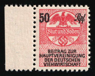 50rpf Contribution to the Main Association of the German Livestock Industry, 'Blood and Ground', Deutsches Reich, Nazi Germany Revenue (Margin, MNH)