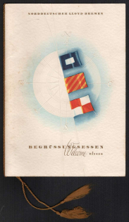 1938 'Norddeutscher Lloyd Bremen, Welcome Dinner', Menu, Nazi Germany