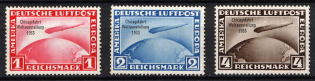 1933 Third Reich, Germany, Airmail (Mi. 496 - 498, Full Set, Signed, CV $5,200, MNH)