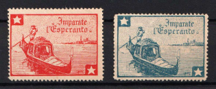 Esperanto, Italy, Stock of Cinderellas, Non-Postal Stamps, Labels, Advertising, Charity, Propaganda