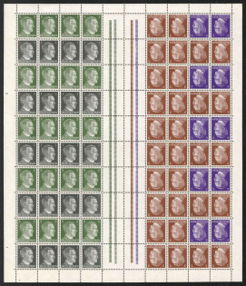 1941 Hitler, Third Reich, Germany, Full Sheet, Zusammendrucke (Mi. MHB 69, CV $260, MNH)