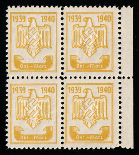 1939-40 'Oct - Mar', NSDAP Nazi Party, Germany, Block of Four (Margin, MNH)