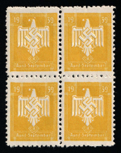 1939 'April - September', NSDAP Nazi Party, Germany, Block of Four (MNH)