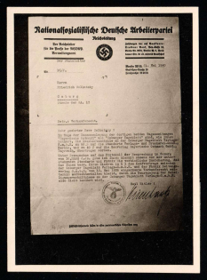 1940 'National-Socialist German Workers' Party', NSDAP Nazi Party, Germany, Card