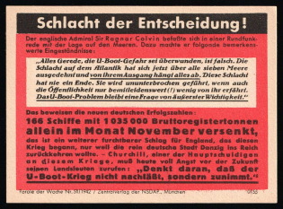 1942 NSDAP Nazi Rare Propaganda, 'Battle of Decision!', Slogan of The Week, Germany