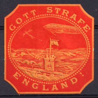 'God Punish England!', WWI, Fleet, Navy, Zeppelin, Germany, Anti-British Propaganda