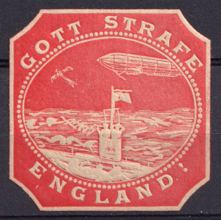 'God Punish England!', WWI, Fleet, Navy, Zeppelin, Germany, Anti-British Propaganda