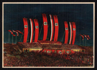 1933 (1 May) National Labor Day in Berlin, Third Reich, Germany, Swastika, Rare Propaganda Postcard