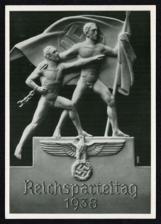 1938 (8 Sept) Congress of the Nazi Party, Third Reich, Germany, Swastika, Rare Postcard with Commemorative Nuremberg Postmark