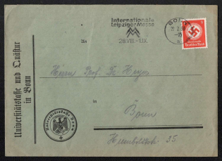 1938 (27 Jul) International Leipzig Fair, Third Reich, Germany, Nazi, Cover from University Treasury and Office in Bonn with Commemorative Postmark